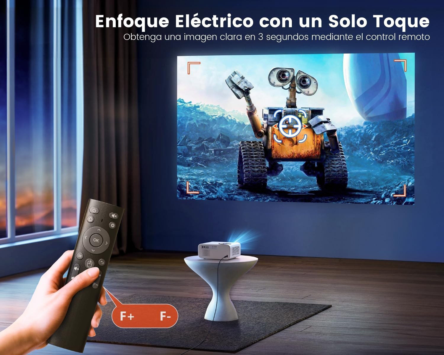 WiMiUS 4K Projector met Android TV, WiFi Bluetooth, Auto Keystone en Elektrische Focus