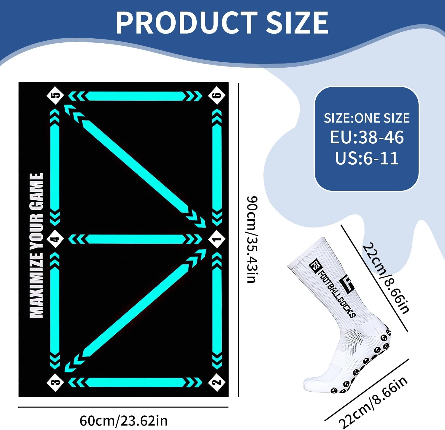 Voetbal Trainingsmat Anti-slip 60x90 cm voor Snelheid, Behendigheid en Balcontrole - Binnen & Buiten