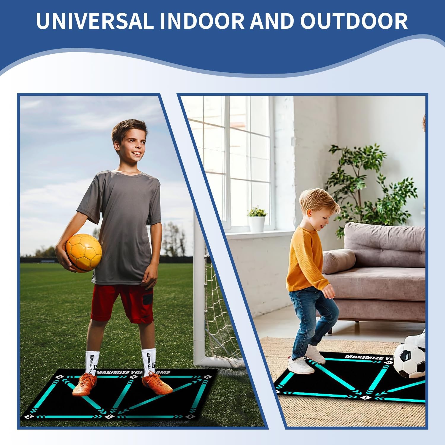 Voetbal Trainingsmat Anti-slip 60x90 cm voor Snelheid, Behendigheid en Balcontrole - Binnen & Buiten