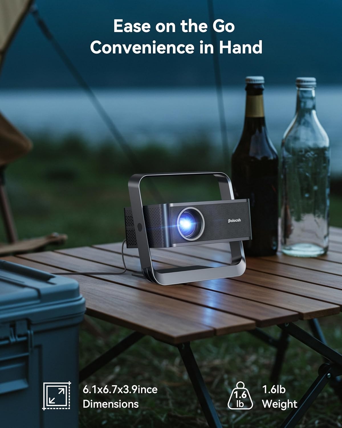 Polocsh Mini Projector,1080P FHD Support 4k with WiFi 6 and Bluetooth Smart Projectors 600 ANSI Auto Keystone Home Cinema Outdoor Portable Projector
