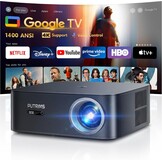 【1200 ANSI/Google TV】 Smart-projector 4K, WiFi6, Bluetooth 5.2, Full HD, native 1080P-projector met officiële Netflix, autofocus/keystone en zoom, spraakbesturing voor mobiele telefoon/pc/HDMI/USB