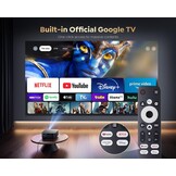 【1200 ANSI/Google TV】 Smart-projector 4K, WiFi6, Bluetooth 5.2, Full HD, native 1080P-projector met officiële Netflix, autofocus/keystone en zoom, spraakbesturing voor mobiele telefoon/pc/HDMI/USB
