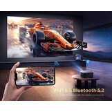 【1200 ANSI/Google TV】 Smart-projector 4K, WiFi6, Bluetooth 5.2, Full HD, native 1080P-projector met officiële Netflix, autofocus/keystone en zoom, spraakbesturing voor mobiele telefoon/pc/HDMI/USB