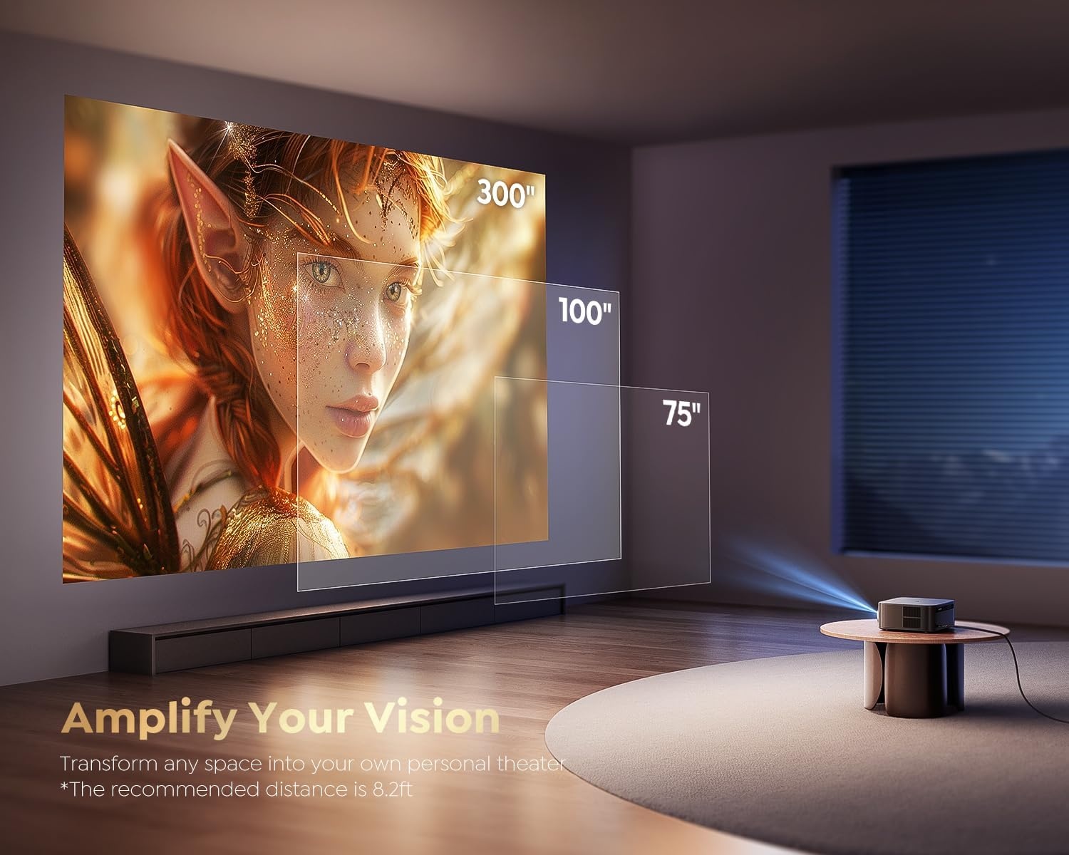 【1200 ANSI/Google TV】 Smart-projector 4K, WiFi6, Bluetooth 5.2, Full HD, native 1080P-projector met officiële Netflix, autofocus/keystone en zoom, spraakbesturing voor mobiele telefoon/pc/HDMI/USB