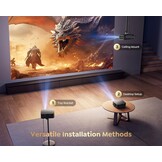 【1200 ANSI/Google TV】 Smart-projector 4K, WiFi6, Bluetooth 5.2, Full HD, native 1080P-projector met officiële Netflix, autofocus/keystone en zoom, spraakbesturing voor mobiele telefoon/pc/HDMI/USB