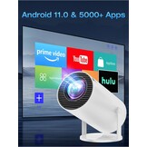 Mini Projector Draagbaar met Android 11, 1080P HD, 20000 Lux, 4K Ondersteuning en 180° Rotatie