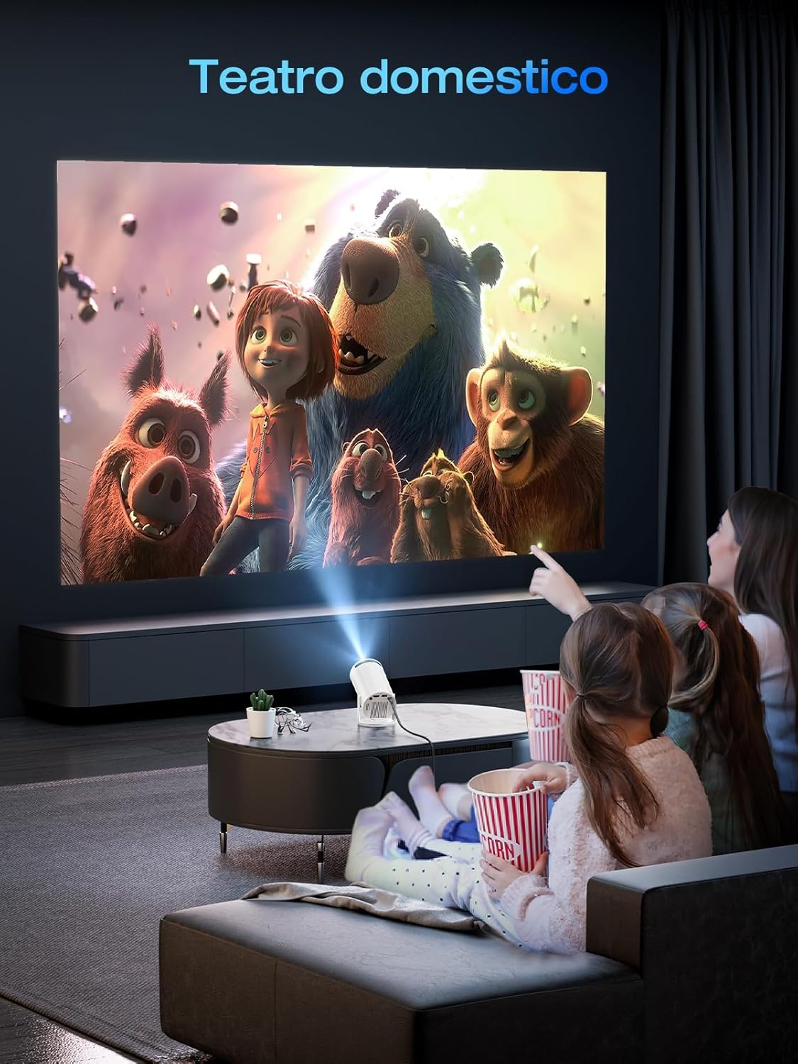 Mini Projector Draagbaar met Android 11, 1080P HD, 20000 Lux, 4K Ondersteuning en 180° Rotatie