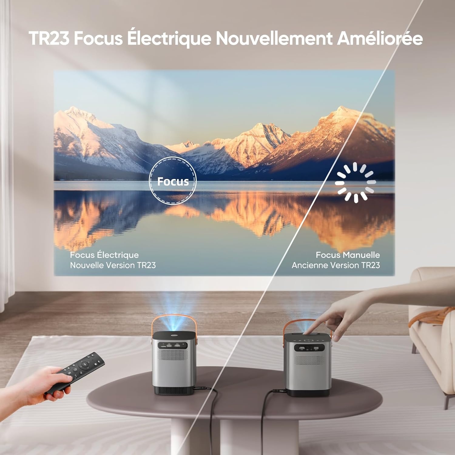 Draagbare Miniprojector 【Elektrische Focus】20000 Lumen WiFi6 Bluetooth-Videoprojector, TOPTRO 1080P FHD-ondersteunde 4K Draagbare Videoprojector, Volledig Afgedicht, 4P & 4D Correctie, 50% Zoom