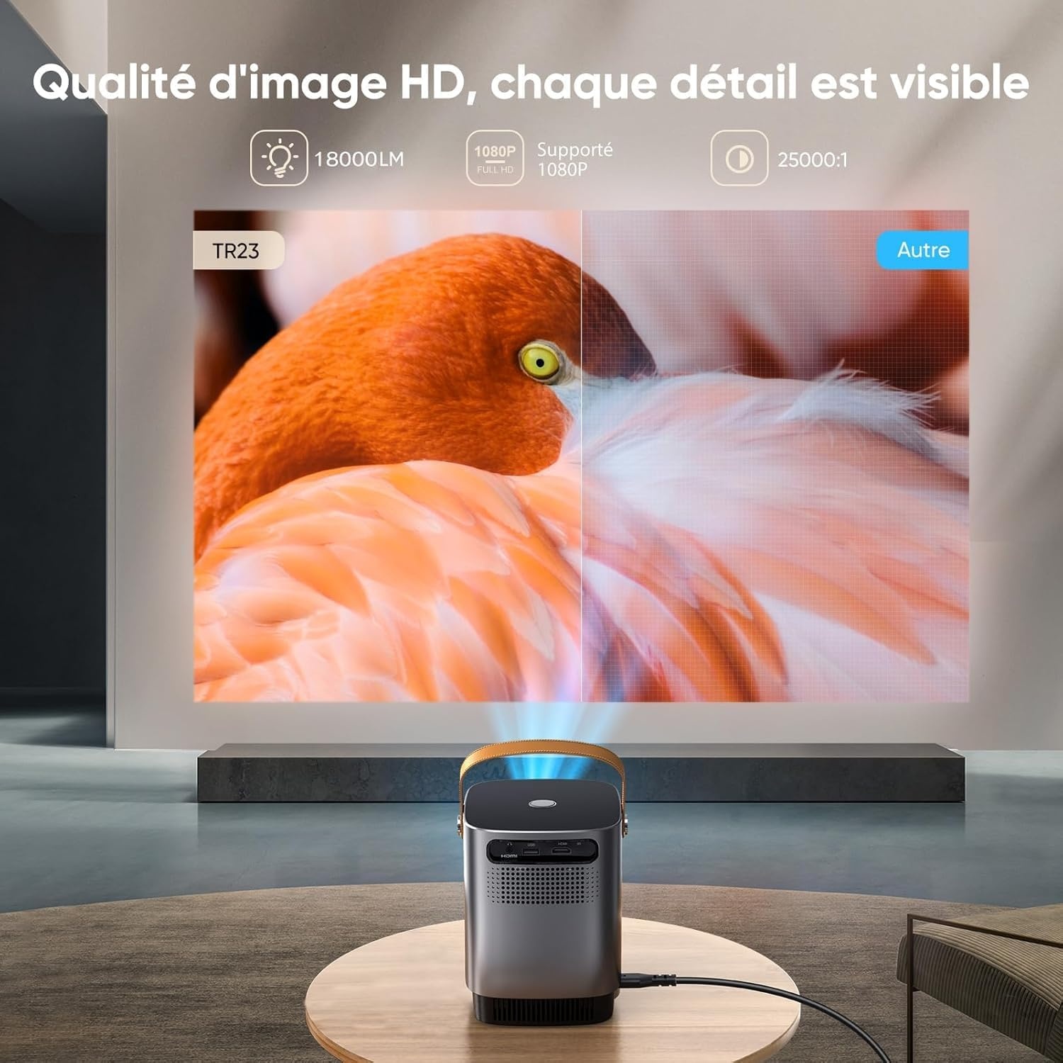 Draagbare Miniprojector 【Elektrische Focus】20000 Lumen WiFi6 Bluetooth-Videoprojector, TOPTRO 1080P FHD-ondersteunde 4K Draagbare Videoprojector, Volledig Afgedicht, 4P & 4D Correctie, 50% Zoom
