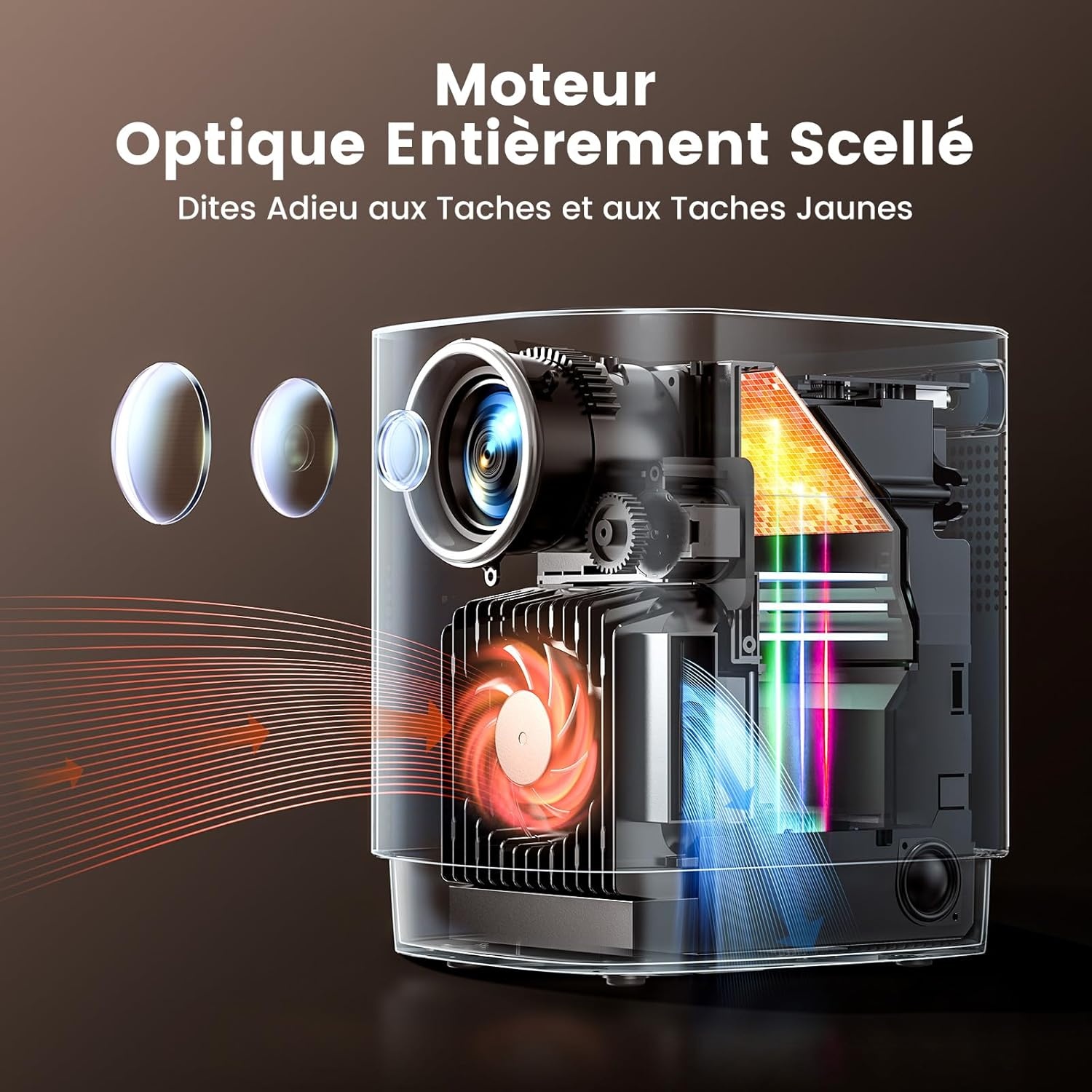 Draagbare Miniprojector 【Elektrische Focus】20000 Lumen WiFi6 Bluetooth-Videoprojector, TOPTRO 1080P FHD-ondersteunde 4K Draagbare Videoprojector, Volledig Afgedicht, 4P & 4D Correctie, 50% Zoom