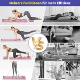 Pilates Reformer Board 5-in-1 opvouwbaar met buikroller, elleboogsteun, buikspiertrainer & spankabel voor thuistraining - Roze