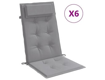 vidaXL Stoelkussens 6 st hoge rug oxford stof grijs