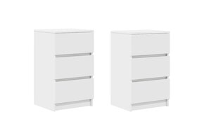 VidaXL Nachtkastjes Wit - 2 stuks, 3 Lades | 52% Korting