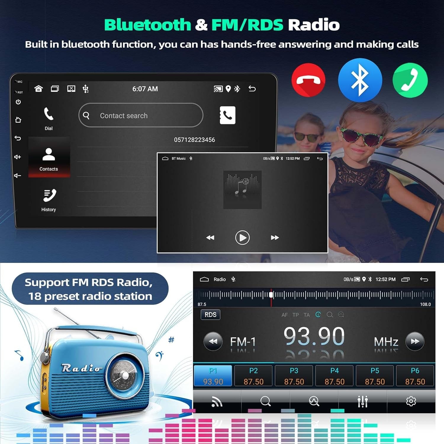 Autoradio Android 13 met Wireless Carplay & Android Auto, 9 inch scherm, 2GB RAM, 64GB opslag voor Mercedes-Benz ML GL W164 X164 (2005-2011)