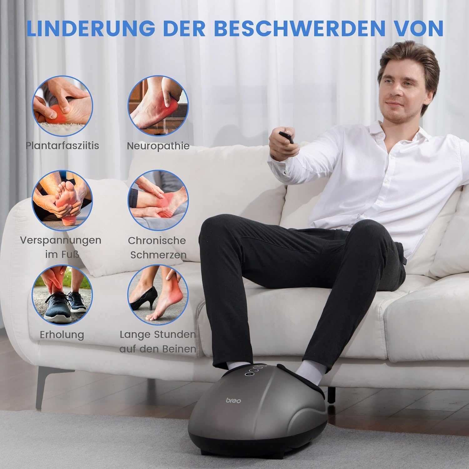 Elektrisch Voetmassageapparaat met Shiatsu, Rollen, Luchtdruk & Verwarmingsfunctie tot Schoenmaat 46