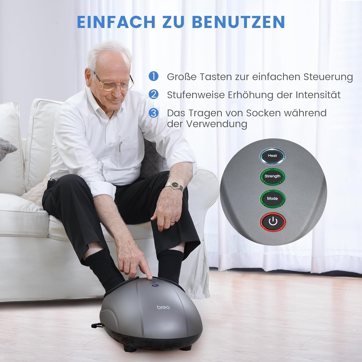 Elektrisch Voetmassageapparaat met Shiatsu, Rollen, Luchtdruk & Verwarmingsfunctie tot Schoenmaat 46