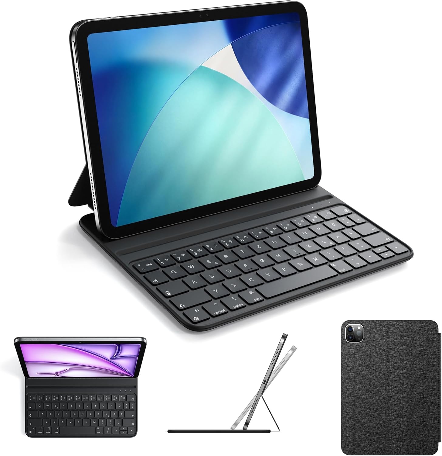Zwarte QWERTZ Toetsenbordhoes iPad Air 5 / Pro 11" - 60% Korting