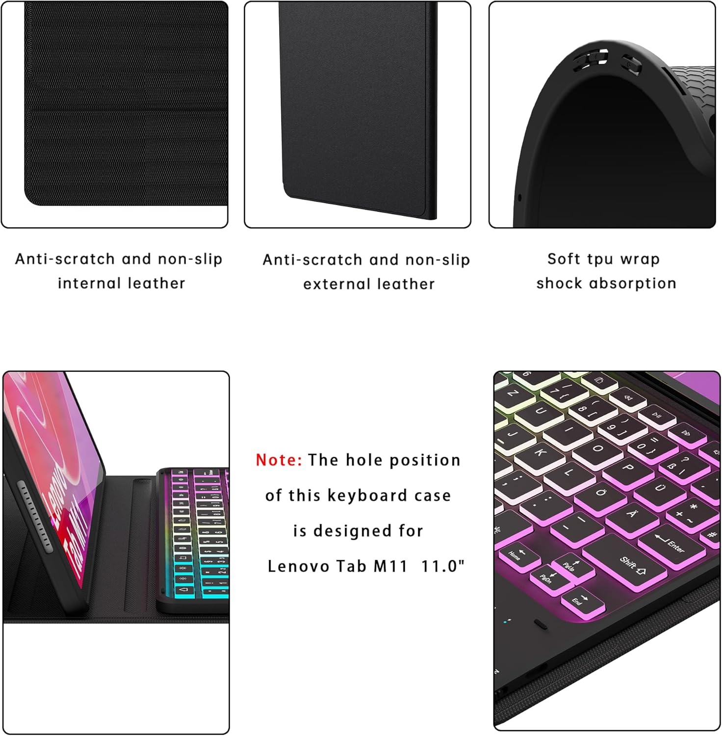 Toetsenbordhoes Lenovo Tab M11 11" (2024) - Duits QWERTZ, Verlicht, Trackpad, Penhouder