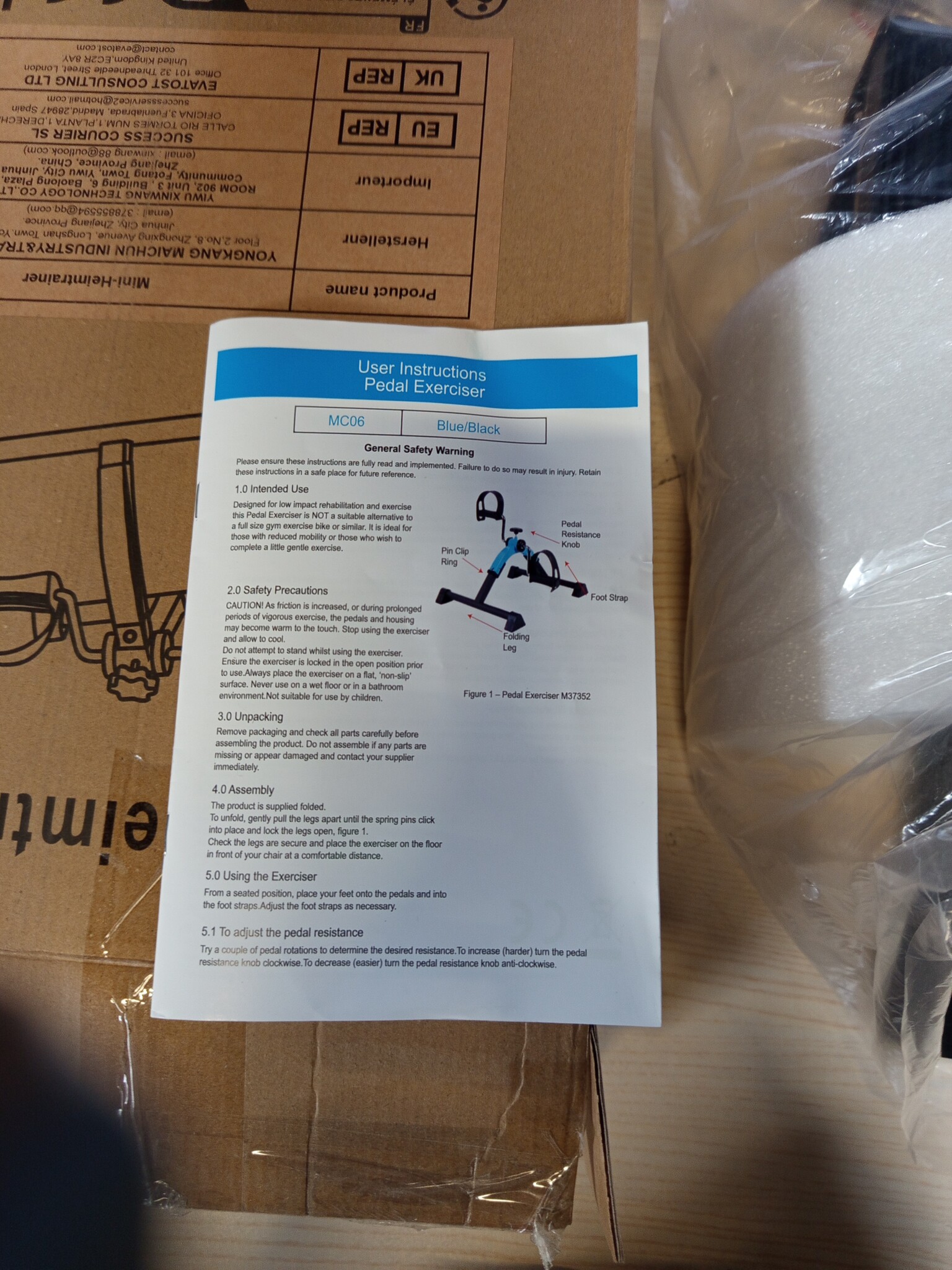 Pedaaltrainer opvouwbaar voor onder bureau - Mini hometrainer voor been- en armtraining, lage impact, revalidatie