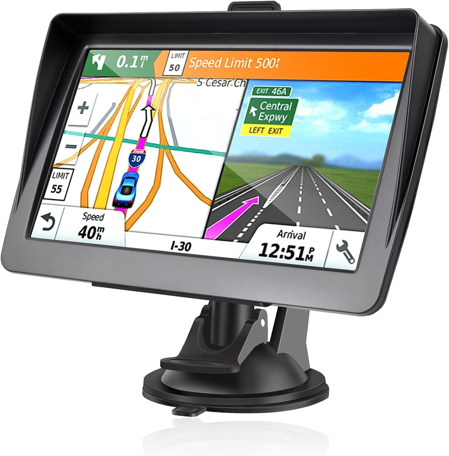 GPS Navigatiesysteem 7 Inch Europa met Levenslange Gratis Kaartupdates, Snelheidsalarm & 12V-24V voor Auto & Vrachtwagen