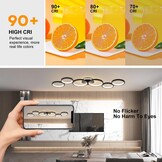 Plafondlamp LED Dimbaar Zwart 6-Rings Rond met Afstandsbediening & APP, Geheugenfunctie, L113cm, Woonkamer Slaapkamer