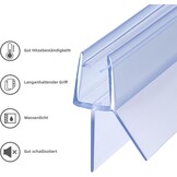 Douchedeur reserveafdichting 70 cm transparant 2 stuks voor 4/5/6 mm glas waterdicht met 12.5 mm lip