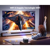 WiMiUS 4K Beamer met Autofocus, 6D Keystone, WiFi 6 & Bluetooth 5.2 - Officieel Netflix & Dolby