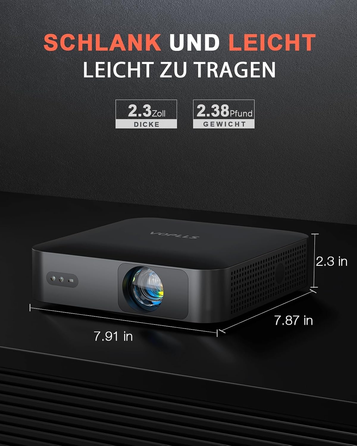 VOPLLS Mini Projector 4K Full HD 1080P 23000L - WiFi 6, Bluetooth met 360° Rotatie en Autofocus