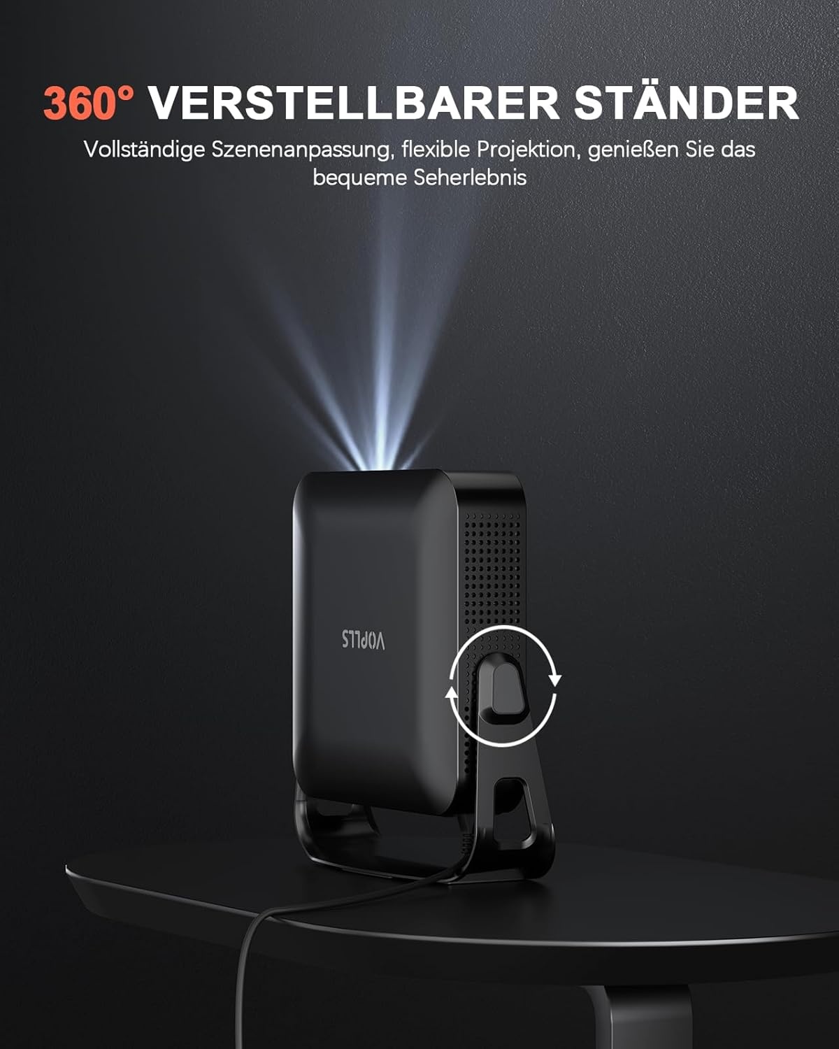 VOPLLS Mini Projector 4K Full HD 1080P 23000L - WiFi 6, Bluetooth met 360° Rotatie en Autofocus