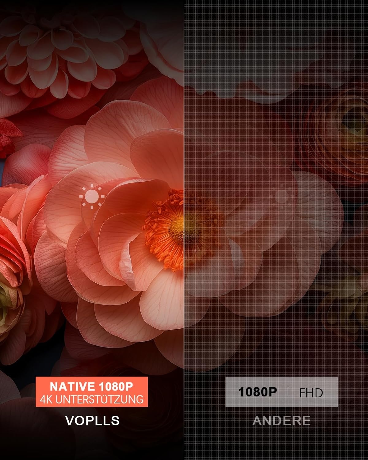 VOPLLS Mini Projector 4K Full HD 1080P 23000L - WiFi 6, Bluetooth met 360° Rotatie en Autofocus