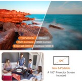 Mini-beamer, 7500 lumen, mini-projector, ondersteunt 1080p Full HD [projectiescherm inbegrepen], draagbare retroprojector, compatibel met iOS/PS5/Android/tv-stick enz., USB