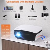 Mini-beamer, 7500 lumen, mini-projector, ondersteunt 1080p Full HD [projectiescherm inbegrepen], draagbare retroprojector, compatibel met iOS/PS5/Android/tv-stick enz., USB