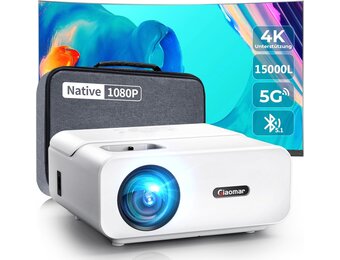 Beamer, Full HD 1080P Native 15.000 lumen 5G WiFi Bluetooth beamer, 4K ondersteund, mini-led-beamer, thuisbioscoop, 300 inch display, compatibel met iOS/Android/tv-stick/laptop/PS5 (tas inbegrepen)