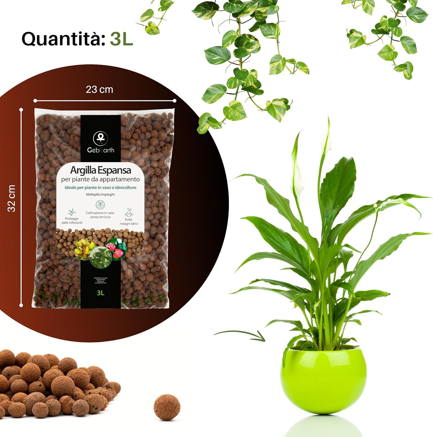 GebEarth® Geëxpandeerde Kleikorrels 1500g - pH Neutraal voor Semi-Hydrocultuur, Mulchen & Decoratie