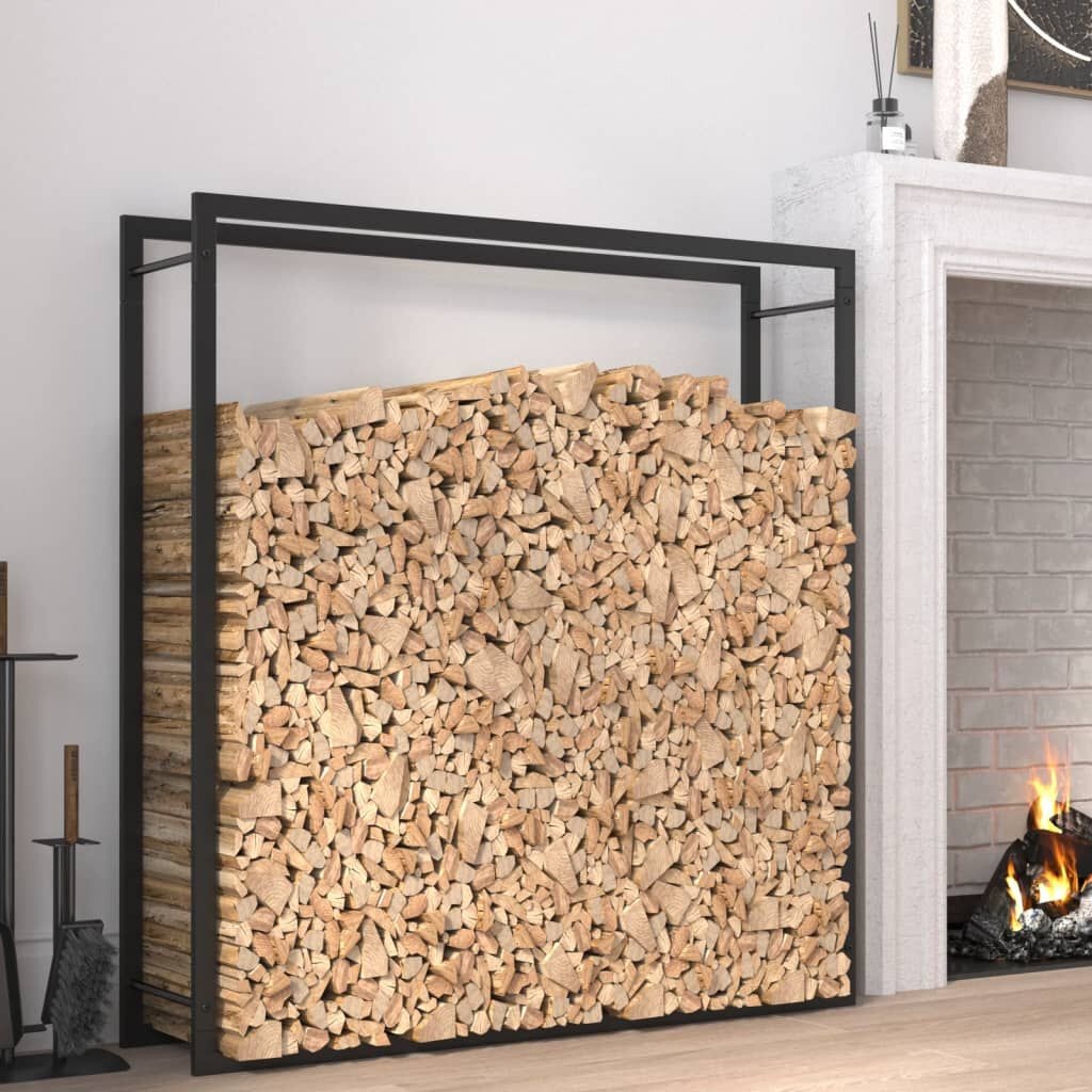 vidaXL Haardhoutrek Staal Matzwart - 110x28x116cm (76% korting)