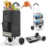 Opvouwbare boodschappentrolley 75L, 2-in-1 met RVS frame en waterdichte tas - Zwart