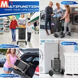 Opvouwbare boodschappentrolley 75L, 2-in-1 met RVS frame en waterdichte tas - Zwart