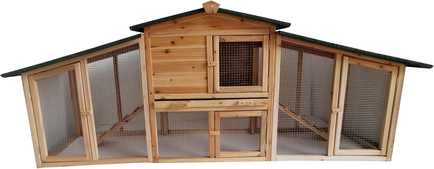 Werkapro Houten Kippenhok 215 x 56 x 87 cm, Bruin en Groen, voor 4 tot 5 kippen