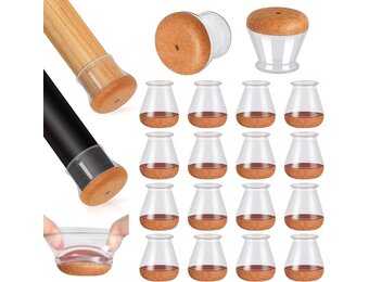 43% KORTING: Siliconen Stoelpootdoppen - Transparant, Vilt, 16 st.