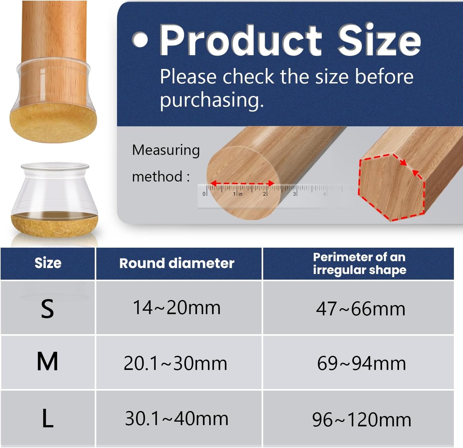 43% KORTING: Siliconen Stoelpootdoppen - Transparant, Vilt, 16 st.