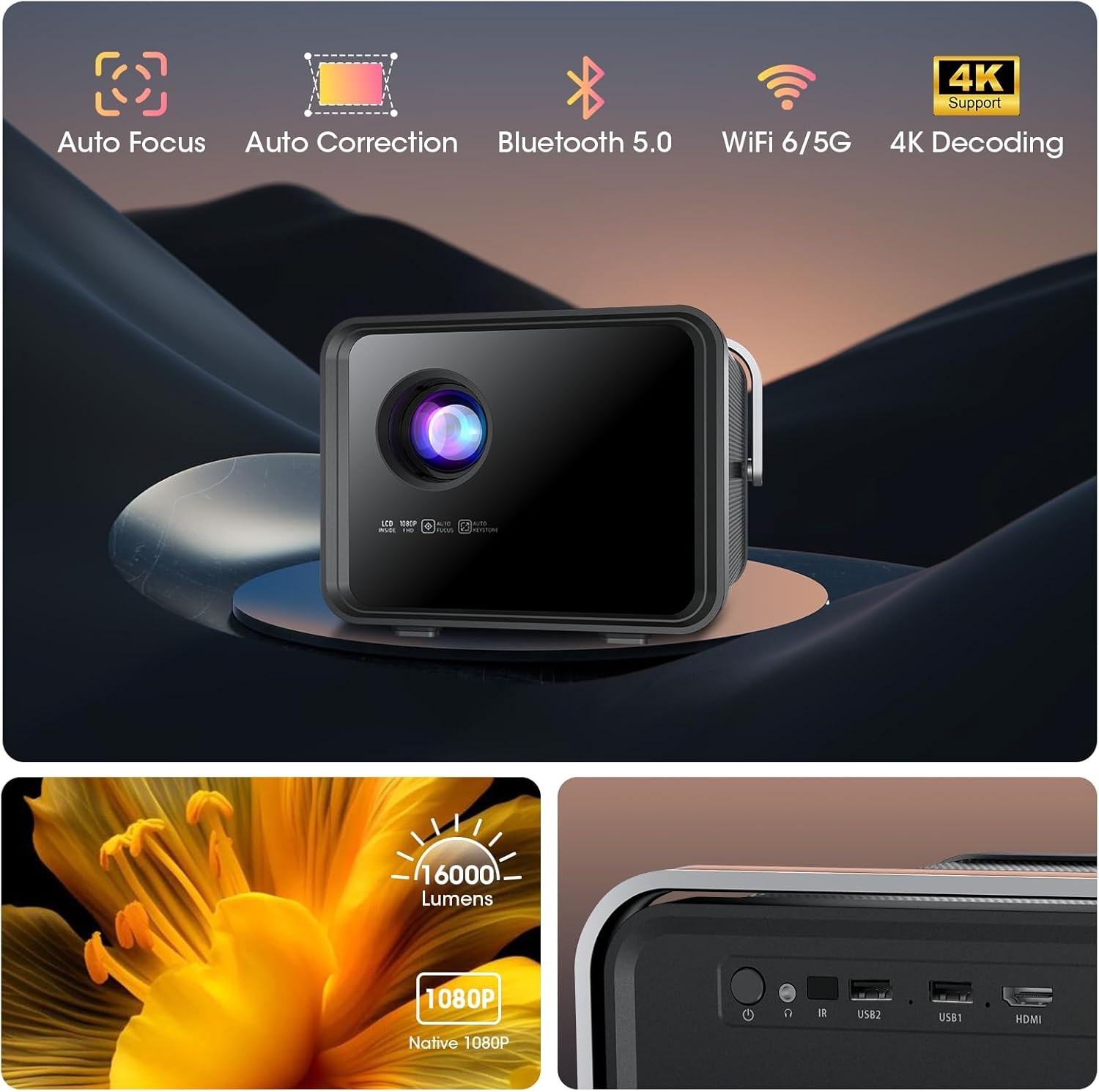 Draagbare Beamer 1080P Android TV | 48% Korting!