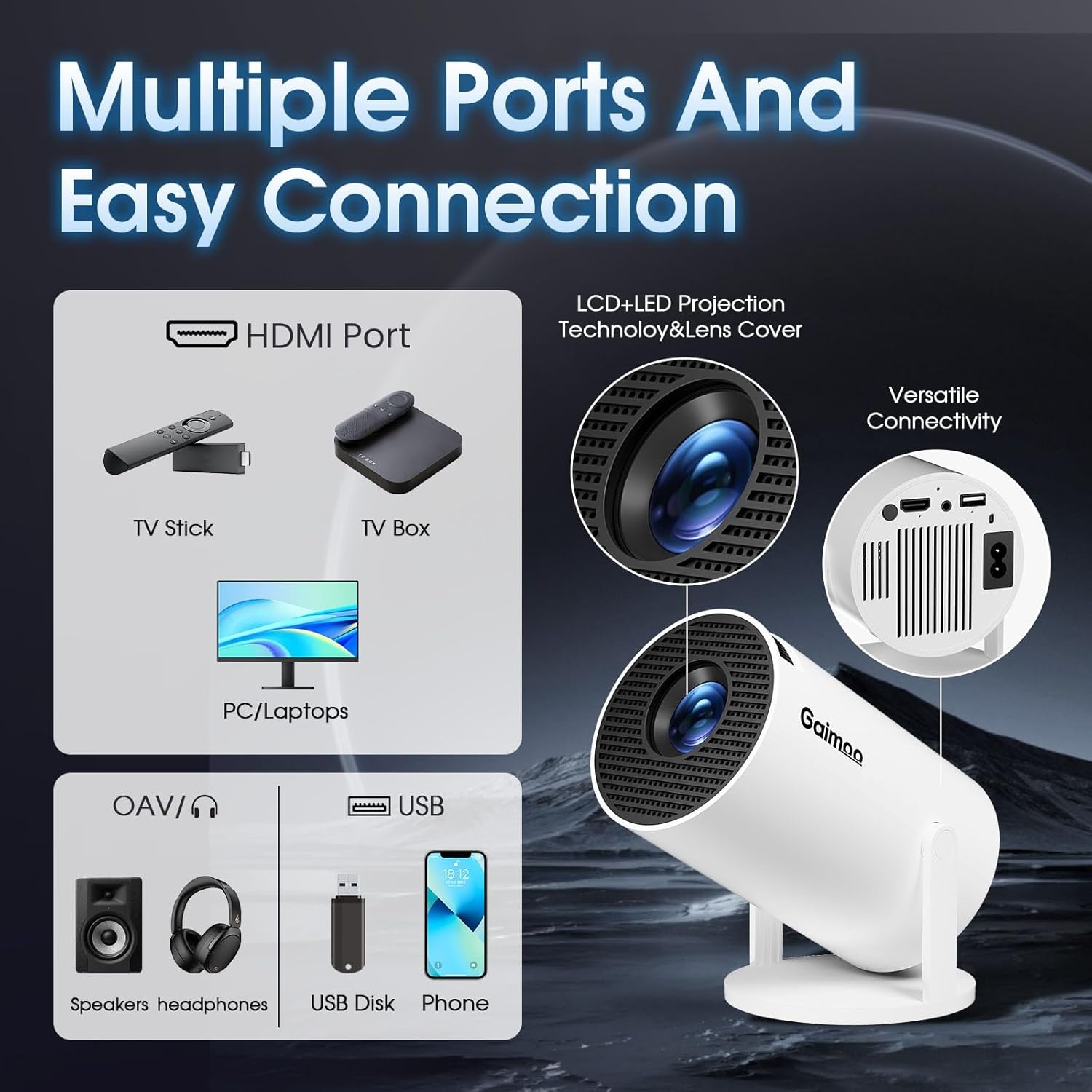 Gaimoo GM200 Mini Projector met Android TV - 29% Korting!