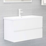 Wastafelkast Hoogglans Wit Bewerkt Hout 80cm - 85% Korting