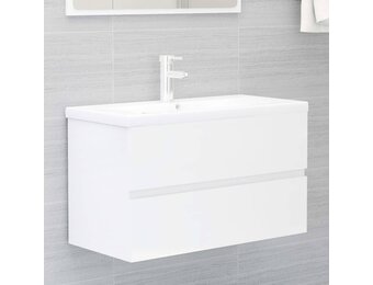 Wastafelkast Hoogglans Wit Bewerkt Hout 80cm - 85% Korting