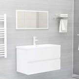 Wastafelkast Hoogglans Wit Bewerkt Hout 80cm - 85% Korting