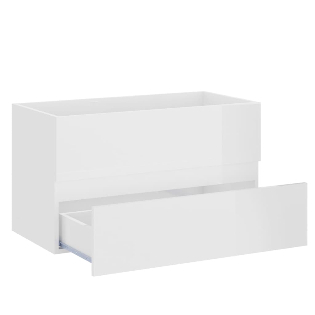 Wastafelkast Hoogglans Wit Bewerkt Hout 80cm - 85% Korting