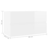 Wastafelkast Hoogglans Wit Bewerkt Hout 80cm - 85% Korting