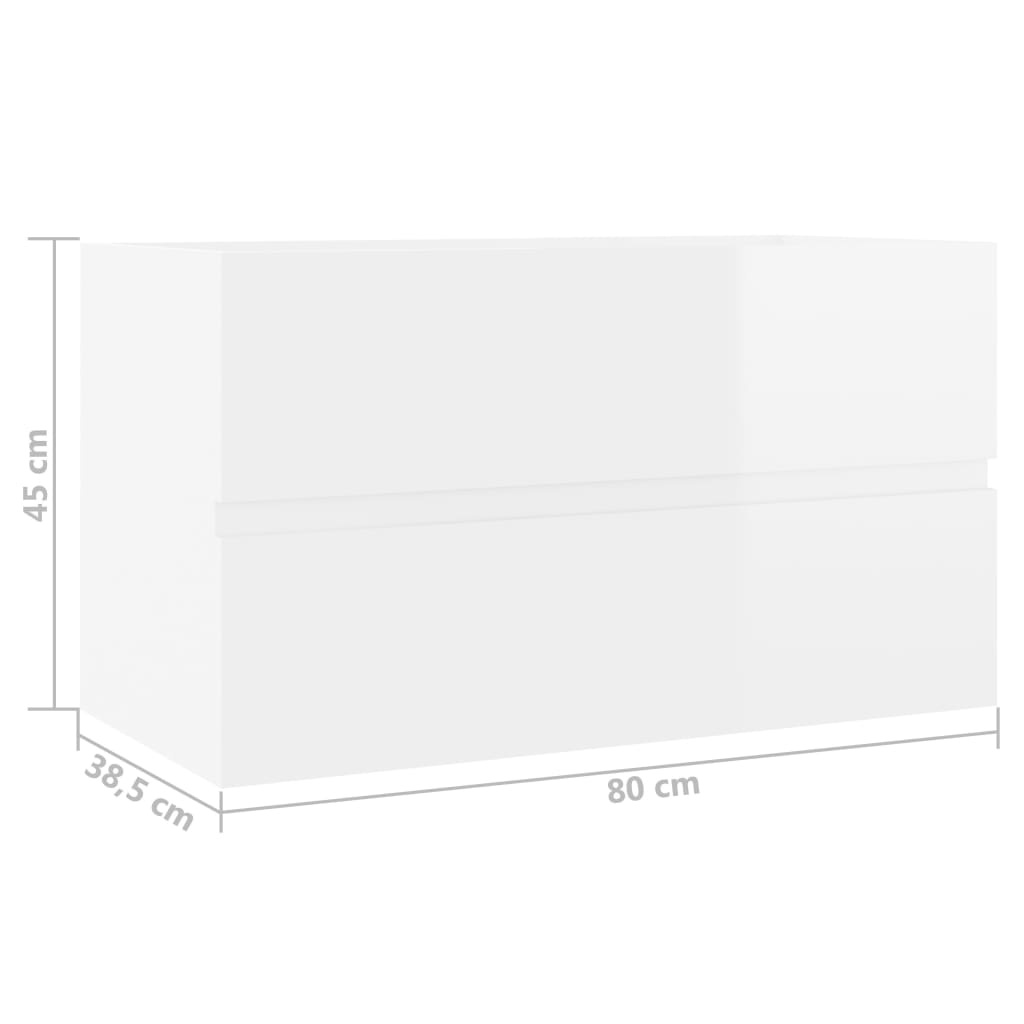 Wastafelkast Hoogglans Wit Bewerkt Hout 80cm - 85% Korting