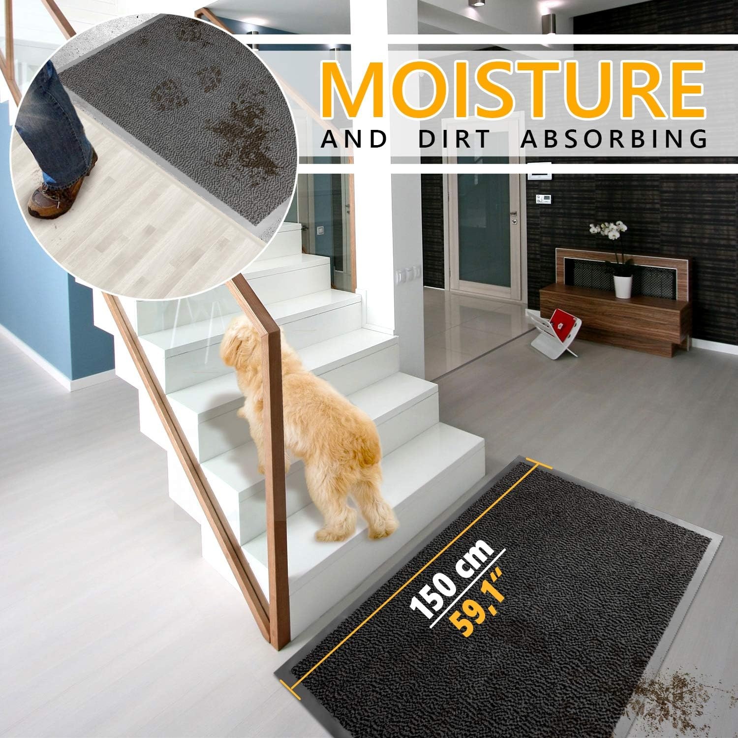 Deurmat Zwart Antraciet 90x150cm - 52% Korting!