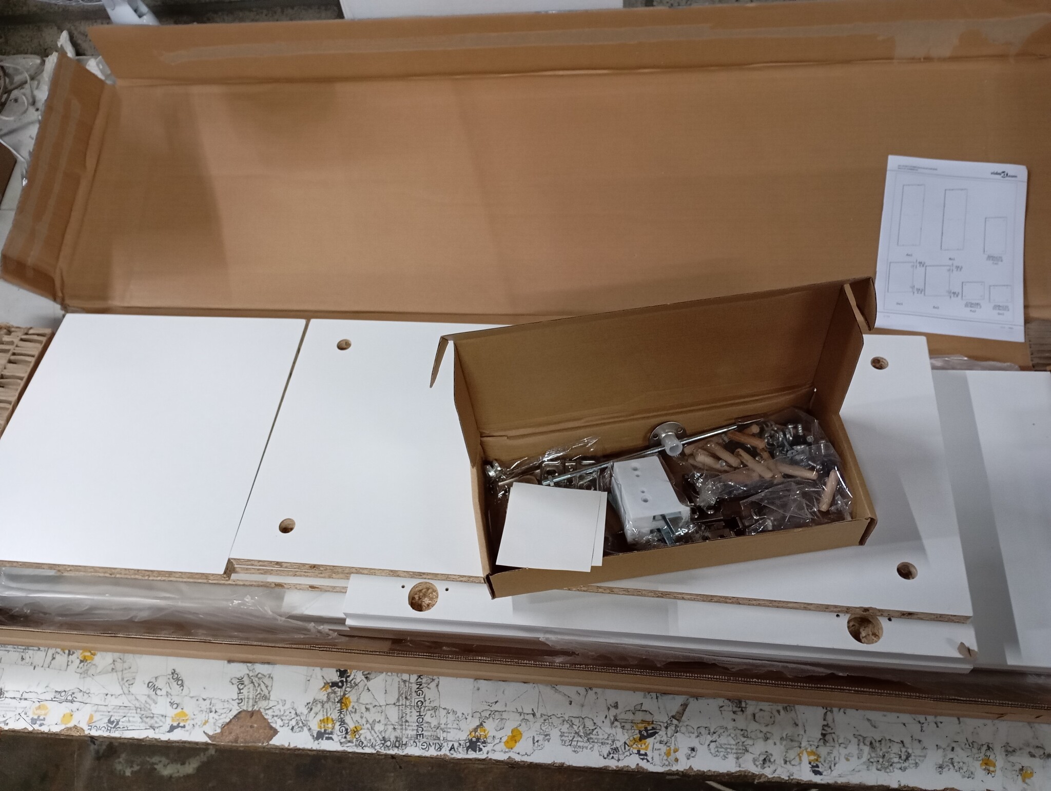 TV-meubel bewerkt hout wit - 100x30x30 cm - 70% Korting